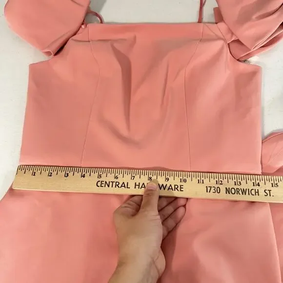 Aidan Maddox Off the Shoulder Bow Jumpsuit Size 4 Rose Pink Wide Leg New $245 - Picture 14 of 16